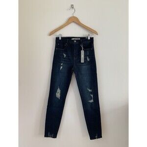 NWT Tractr Distressed Dark Wash Denim Nina High Rise Slim Fit Jeans- Size 4/27